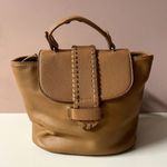 Francesca's Tan Whipstitch Trim Faux Leather Backpack GUC Brown Photo 9