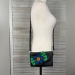 SAX Crossbody Purse Boho Floral Design Vegan Leather Black/Multi Photo 1