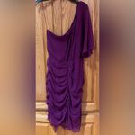 Alice + Olivia Marcia One-Shoulder Rouched Silk Coctail Dress Purple Size 6 Photo 12