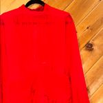 EXPRESS Mock Neck Long Sleeve Pleated Waist Tiered Ruffle Dress in Lipstick red Photo 5