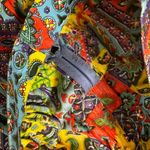 Vintage 70s Paisley Patchwork Wide Leg Pants Boho Hippie Handmade Size 26 Yellow Photo 3