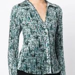 Vince  Berry Blooms Pleated Floral Satin Shirt Top Blouse M Photo 0