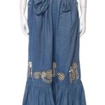 Carolina K Rosa Chambray Embroidered Midi Skirt Size S Blue Photo 3