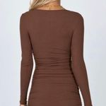Princess Polly Neive Long Sleeve Ruched Mini Dress In Chocolate Photo 4