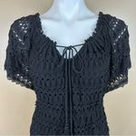 Chelsea and Violet Black Crochet Lace Knit Sweater Boho Dress M Photo 1
