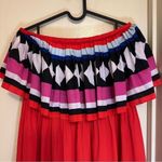 Kate Spade  New York, Geo Border Printed Pleated Dress, Red Strapless, Flowy, 6 Photo 4