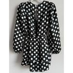 Lulus  Women’s Polka Dots‎ Satin Ruffled Romper Elegant Glam Cocktail Size Small Photo 12