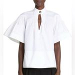 Proenza Schouler Pintuck Pleat Cutout Cotton Poplin Blouse Top short sleeves Photo 0