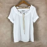 G.H. BASS White Short Sleeve Drawstring Top NWT Small Photo 8