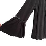 Time and Tru Women XL Black Embroidered Bell Sleeve Tie Neck Boho Long Sleeve Photo 3