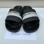 Michael Kors  Black Brandy Slide Metallic Striped Sandal Photo 1