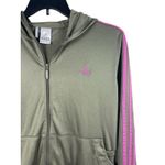 Adidas VTG 90s Clima365 Women’s Olive Green Pink 3-Stripes Full Zip Hoodie XL Photo 1