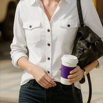 Current/Elliott CURRENT ELLIOTT $198 The Perfect Shirt (Shacket) in Sugar White Size 0 Photo 0