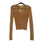 Free People NWT H2O Crew Open Knit Long Sleeve Pullover Top MEDIUM in Tiger Eye Photo 3