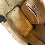 Annabel Ingal 100% Raffia Tote Bag Tan With Black Handles Handmade in Madagascar Photo 3