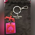 Kate Spade Kate♠️ Spade "Live Colorfully" Pink & Red Cut Out Leather Key Ring 6.5”H x 1.5”W Photo 2