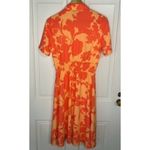 Halogen  x Atlantic Pacific Cathy Coral Orange Floral Print Smocked Shirt Dress Photo 3