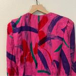 Flora Kung Vintage Silk Jacquard Floral Print Faux Wrap V Neck Midi Dress Pink Size 4 Photo 14