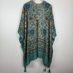 Boho Kimono‎ Cardigan Womens One Size Green Hippie Paisley Floral Cover Up Swim Size L Photo 5