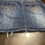 Faded Glory  Denim Medium Wash Fray Skirt/Skort Missy size 16 Embroidered Flowers Photo 8