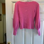 Bar III Size Medium Women's Ribbed Knit Long Sleeve Square Neck Sweater Pink White Photo 3