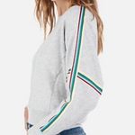 EXPRESS One Eleven Grey Rainbow Varsity Striped Dolman Sleeve Sweatshirt Photo 0