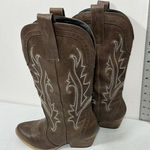 Womans Rollda Collection Pullon Midcalf Western Boots 6 Brown Embroidered Nwd Photo 0