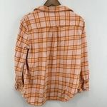 Aerie Womens Plaid Flannel Shirt Shacket Button Up Long Sleeve Peach Orange Photo 4
