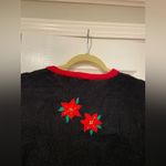 VTG 80s Bobbie Brooks Size S Vintage Holiday Sweater Black Embroidered Peace Photo 6