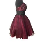 Hannah S Burgundy Holiday Party‎ Dress Black Tulle Rhinestone Sze 4 Whimsigoth Christmas Photo 3