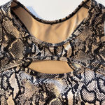 Pink Soda Sports Bra with Cut Out in Front Python Print Size Small Multiple Photo 2