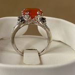 Orange Carnelian & White Quartz Sterling Silver Ring 4.47ctw New Sz 8 Photo 2
