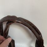 Brown Faux Leather Bag Top Handle Brass Hardware Y2K Style Photo 8