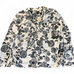 Talbots Non-Iron L Black White Floral Shirt Blouse Long Sleeve Button Down Photo 0