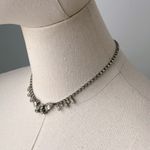 Vintage Silver Tone Estate Sparkly Clear Crystal Rhinestone Short Necklace 16” Photo 2