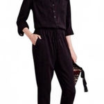 Cloth & Stone Anthropologie  100% Tencell Tyocell Long Sleeves Black Jumpsuit Photo 0