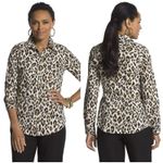 Chico's  0 US S 4 No Iron Button Down Up Shirt Effortless Love Leopard Woman's Photo 1