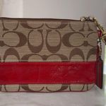 Coach Vintage Y2K Signature Red & Khaki Jacquard Small Wristlet Style 41637 Photo 2