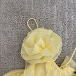 VERO MODA NWT NEW Marie Ruffle Dress in Mellow Yellow rosette appliqué plunge Photo 3