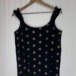 Boden Black Gold Embroidered Tank Top UK 6 US 2 Cottagecore Ruched Straps NWT Photo 1