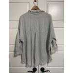 Umgee Women Fringe Hem Button Down Shirt Gray Blue Wash 3/4 Sleeve Boho XL Photo 5