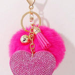 Valentine’s Day, pink rhinestone heart with pom Photo 0