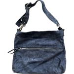 Marmi Dusty Navy Suede Bag Big Buckle Floppy Shoulder Purse Adjustable Zipper Blue Photo 2