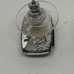 Liz Claiborne Vintage Black Square Stud Earrings Silver Tone Minimalist Jewelry Photo 3