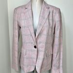 ZARA  Tailored Linen blend Plaid Blazer in Dusty Pink Size 10 Photo 2