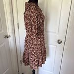 Bohme Brown and White Ruffled Puff Sleeve Mini Dress Photo 4