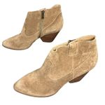 Frye Reina Ankle Boots 10 Cognac Suede Western Ankle Zip Stacked Heel Booties Photo 1