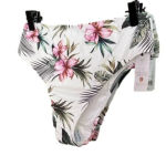 Shade & Shore  High Waist White Cheeky Bikini Bottom Small Photo 0