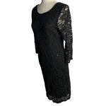Rsvp  Sequin Lace Sheath Dress 10 Black Lined Round Neck Pullover Sheer Sleeves Photo 2