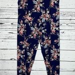 Slinky Brand Antthony Originals Size 1X Blue & Pink Floral Print Ruched Leg Pull On Pants Photo 0